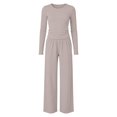 thumbnail image 4 of KVPLBQFD Girls 2 Piece Long Sleeve Fitted Basic Tees + Wide Leg Pant Outfits Kids Fall Fashion School Outfits Teens Y2k Sports Clothes 2026, 4 of 6