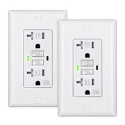 DEWENWILS 2-Pack GFCI Outlet 15Amp, (TR) Tamper Resistant, (WR) Weather Resistant, UL Listed, Self-Test GFCI Receptacle with LED Indicator, Wallplate Included, Ground Fault Circuit Interrupter, White