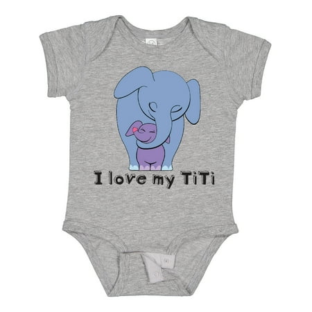 

Inktastic I Love My TiTi Elephant Blue Purple Gift Baby Boy or Baby Girl Bodysuit