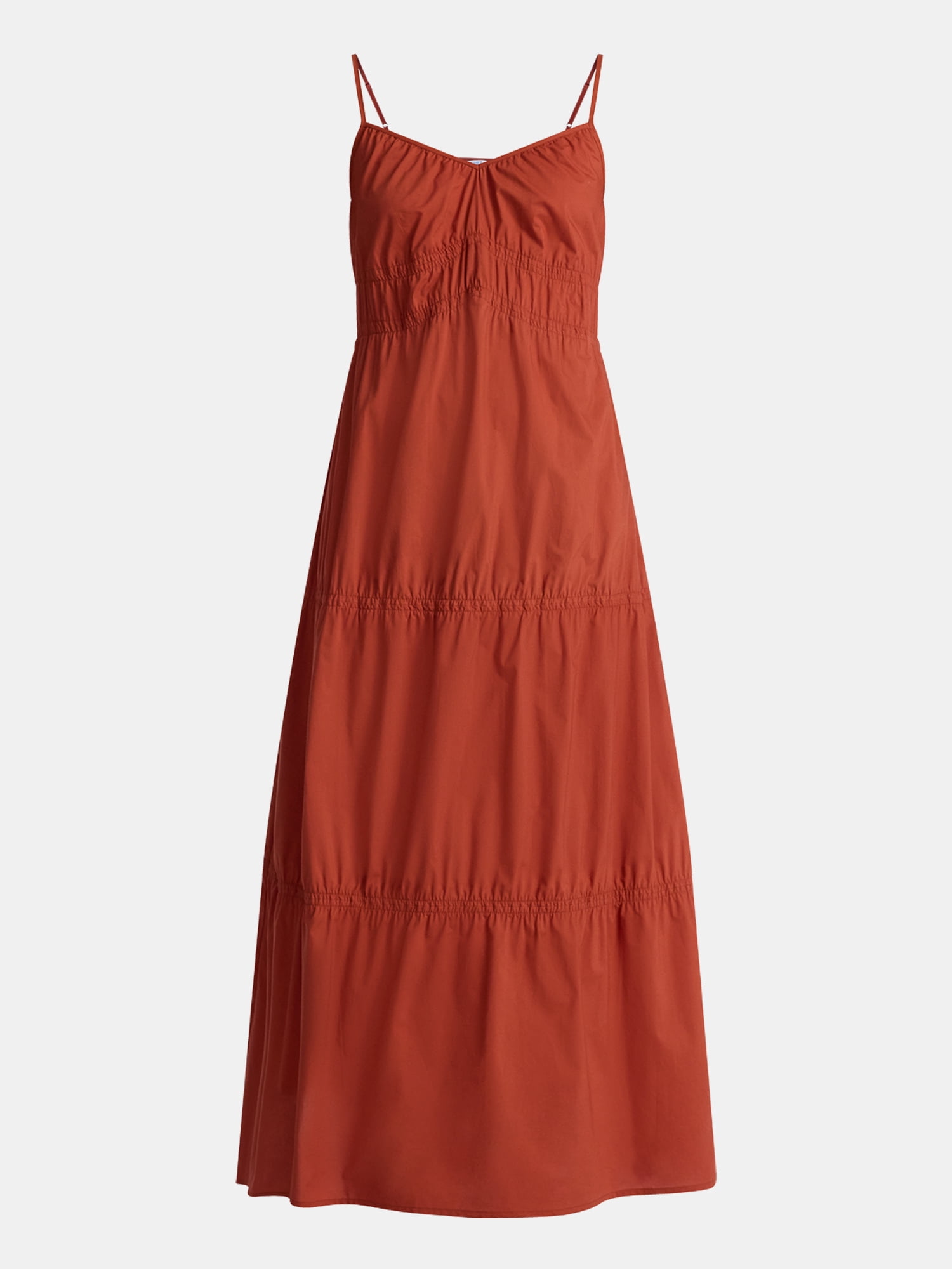 Time and Tru Women's Strappy Cotton Maxi Dress, Sizes XS-XXXL