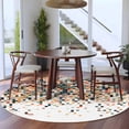 thumbnail image 3 of Round Rugs 5Ft, Orange Geometric Round Area Rug Washable Indoor Throw Carpet, Abstract Plaid Colorful Grid Texture Soft Non Slip Circle Rug for Cabinet Bathroom Home Decor Aesthetic, 3 of 8