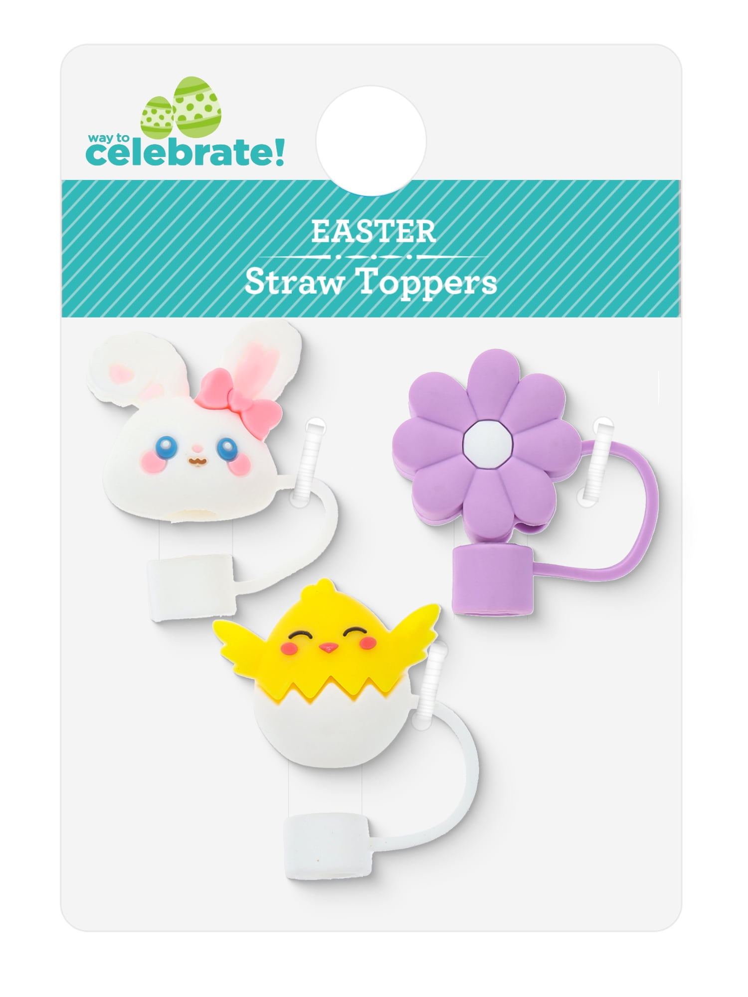Way to Celebrate Easter Straw Toppers, 3 Pieces