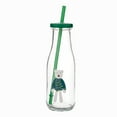 thumbnail image 1 of Holiday Time Bear Glass Milk Bottle with Straw 14oz, 1 of 6