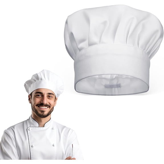 JINGIHE Chef hat, adult neutral chef hat, chef hat for men and women, adjustable chef hat, cotton chef hat, professional chef hat Hair Net Kitchen (white)