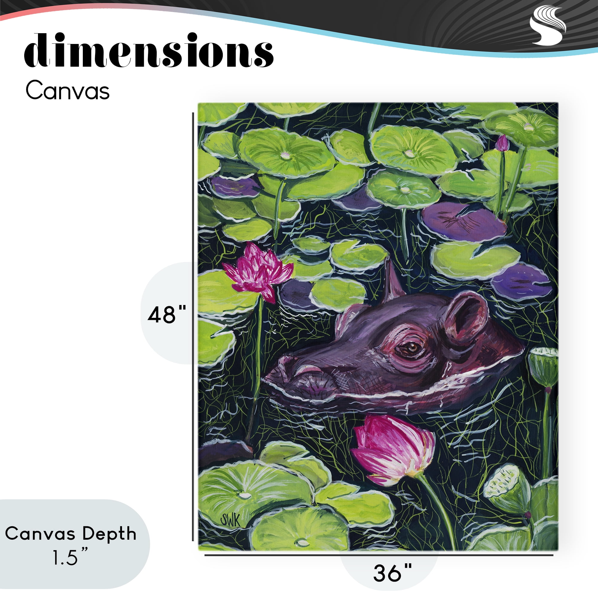 Stupell Industries Hippo & Blossoms Pond Canvas Wall Art, design by Sarah Waldron Kimball