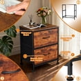thumbnail image 5 of Night Stand, Small Dresser with 2 Drawers & Wooden Top, Nightstand with Fabric Bins, Bedside Table End Table for Bedroom, Closet, Entryway, College Dorm, Rustic Brown, 5 of 8