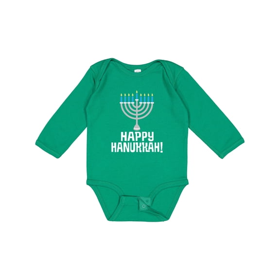 Inktastic Happy Hanukkah Menorah Boys or Girls Long Sleeve Baby Bodysuit