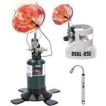 MY.2 in 1 Tent Heater for Camping Outdoor Propane Fuel on 1lb Gas Tank & 20-40lb POL Adapter LP Tanks Portable Golf Cart With Safety Shut-off Valve Tip-over Switch, Sliver
