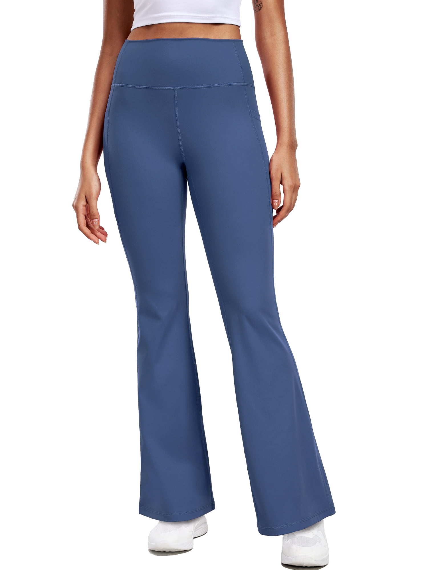 NELEUS ButterSoftFlex Womens Flare Leggings Athletic Yoga Workout Pants Bootcut High Waist with Side Pockets,Blue,US Size M