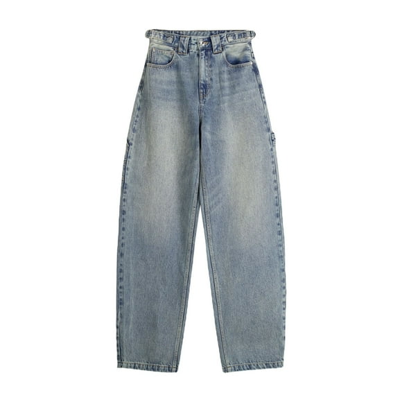 DondPO Women Jeans，Low Jeans For Women Mom Jeans Wide Straight Leg Baggy Jeans Vintage Denim Pants Streetwear，High Waist Jeans，Jeans for Women High Waist Blue M Clearance！