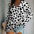 thumbnail image 2 of LYWC Vibrant Cowhide Spots - 1181 Long Sleeve Shirts For Women Oversized Tshirts Tops Tees Fall T-Shirts V Neck, 2 of 7