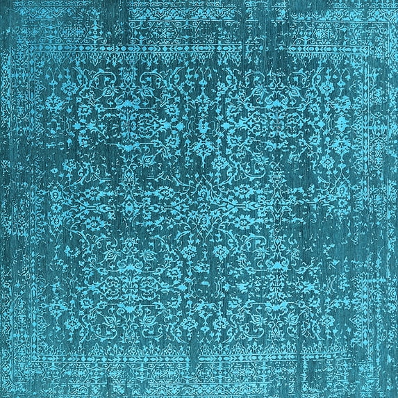 Ahgly Company Indoor Square Oriental Light Blue Industrial Area Rugs, 5' Square