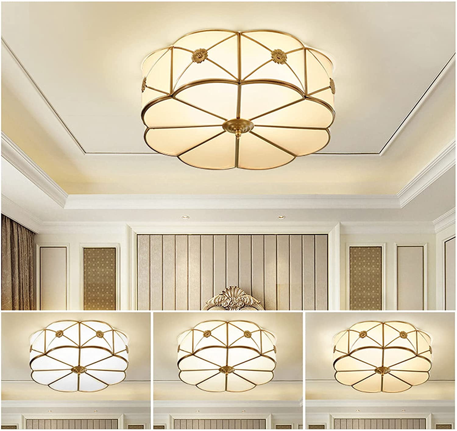 FETCOI Modern Ceiling Light Copper Close to Lamp Fixtures for Living Room Corridor E27
