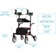 thumbnail image 2 of NOVA Medical Dragon Fold n’ Go Rise UP Rollator, Upright Rolling Walker Red, 2 of 6