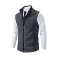 thumbnail image 2 of GrmtClth Vest for Men Fake Two Piece Full Zip Stand Collar Sleeveless Knit Layering Gilet with Side Pockets Fall Winter Business Casual Waistcoat Dark Gray L, 2 of 4