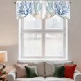 thumbnail image 3 of Tie Up Valances for Windows, Blue Teal Coral Adjustable Valance Curtains Window Treatment for Living Room/Bedroom Windows, Watercolor Coastal Summer Rod Pocket Kitchen Curtains & Drapes 42x18 Inch, 3 of 9