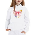 thumbnail image 4 of Toddler Girls Hoodies Sweatshirts Young Girls Fashion Long Sleeve Hooded Sweatshirt With Bow Print Pocket Fall Winter Season Clothes White Size 1-2T, 4 of 4