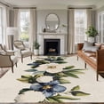 thumbnail image 3 of Spring Flower Area&nbsp;Rug 6x9ft Vintage Blue Floral Plant Watercolor Linen Texture Non-Slip&nbsp;Washable Square&nbsp;Rugs Soft Felt Indoor Floor Mat for Bedroom Kitchen Living Room Bathroom, 3 of 9