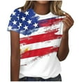 thumbnail image 2 of Cavosen Independence Day T Shirt Women Petite Independence Day Short Sleeve Crewneck T Shirts American Flag Graphic Tops Lady XL 4th of July Casual T Shirts Red White and Blue Tunic Tees, 2 of 4