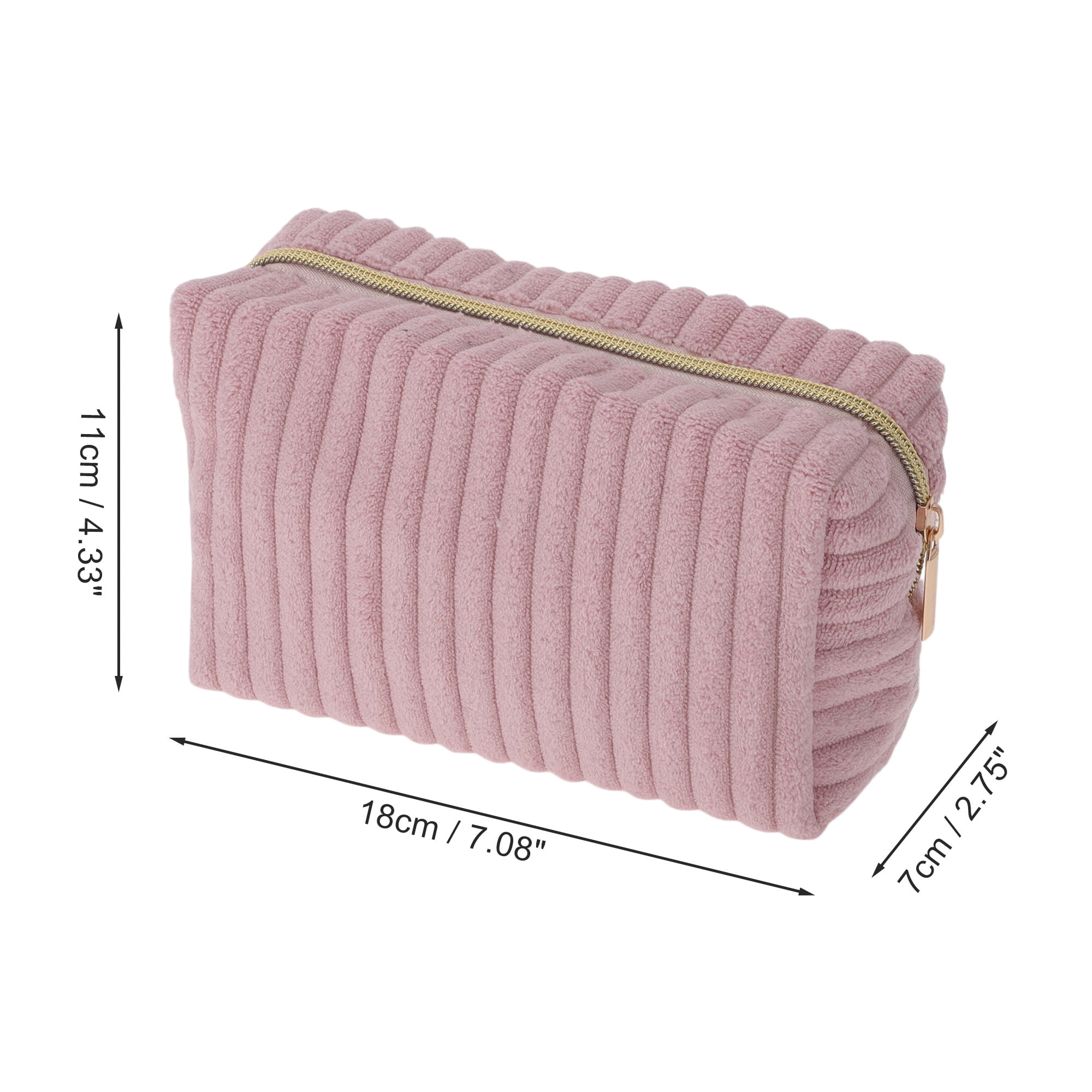 Unique Bargains 1 Pc Vertical Stripe Pattern Makeup Bag Pink