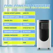 TACOOL 8000BTU ASHRAE Portable Air Conditioner with Window Kit Remote, 3 In 1 Ac Units Covers up to 250Sq.ft, Timer