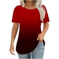 thumbnail image 1 of Plebaso Chemises Dégradées pour Femmes Manches Courtes Col Rond Tunique Décontractée Plissée Blouses Amples Habillées, 1 of 4