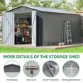 thumbnail image 6 of JAXPETY 10 x 12 ft Metal Outdoor Storage Shed with Lockable Door Sloping Roof for Patio, Backyard, Garden, Gray & White, 6 of 13