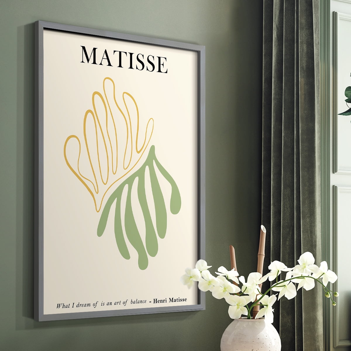 Matisse CDLXXXV in Gray Solid Wood Framed Print No Nail Hanging