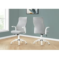 Office Chair - Executive / Fixed Armrests - Adjustable Height - Grey Fabric / White