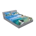 thumbnail image 2 of Ambesonne Nature Fitted Sheet & Pillow Sham Set, Coastal Tropical Tahoe, Queen, Blue Grey, 2 of 2
