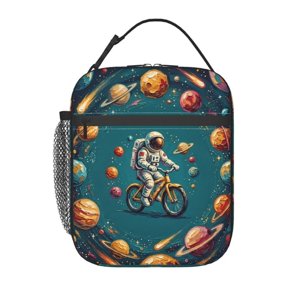 Astronaut Insulated Lunch Bag Lunch Box Cooler Bag With Front Pocket For Women Men,Reusable Lunch Tote Bag Lunchbox For Work Picnic Office