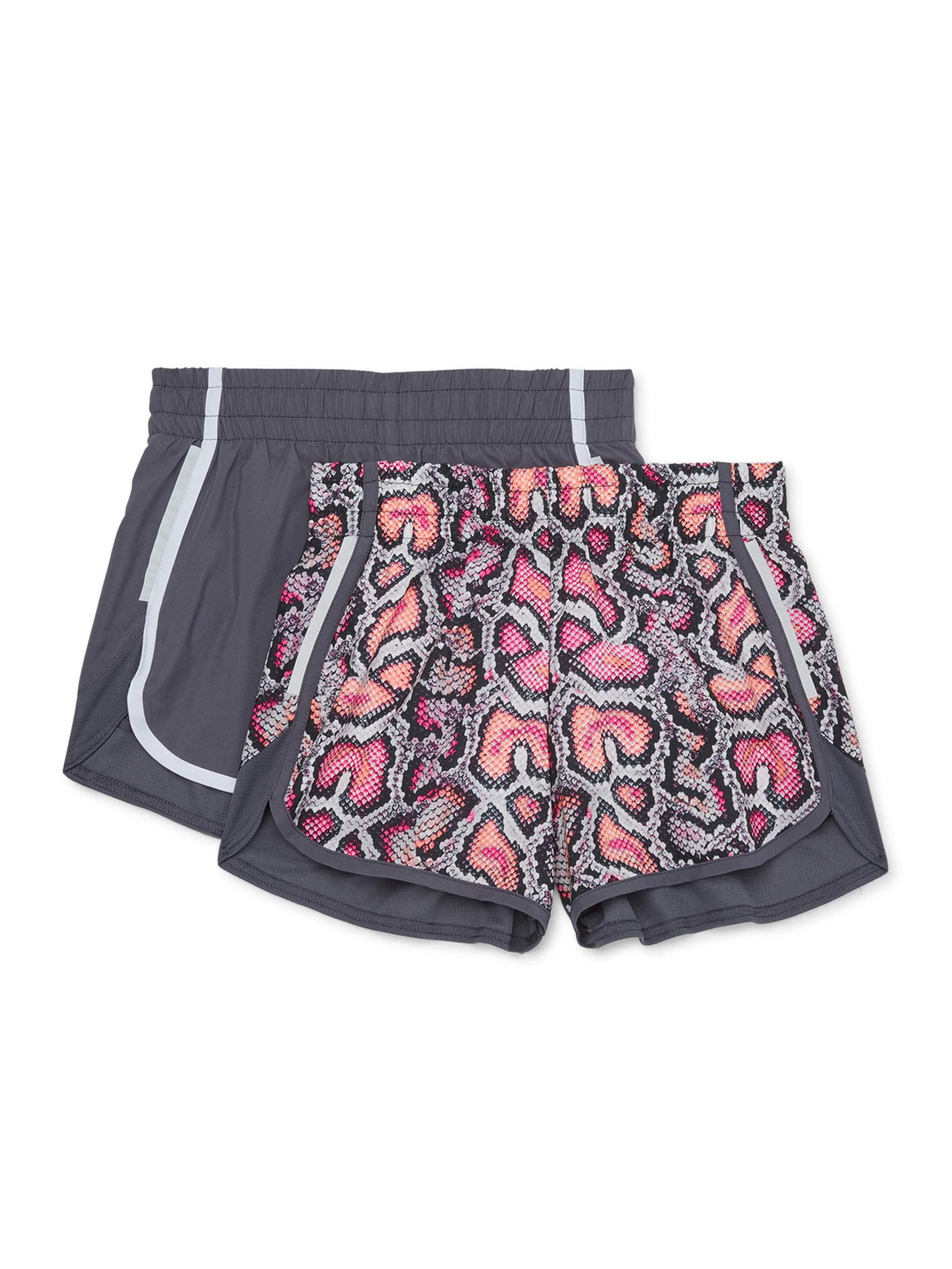 Athletic Works Girls Print & Solid Active Running Shorts, 2-Pack, Sizes  4-18 & Plus - Walmart.com