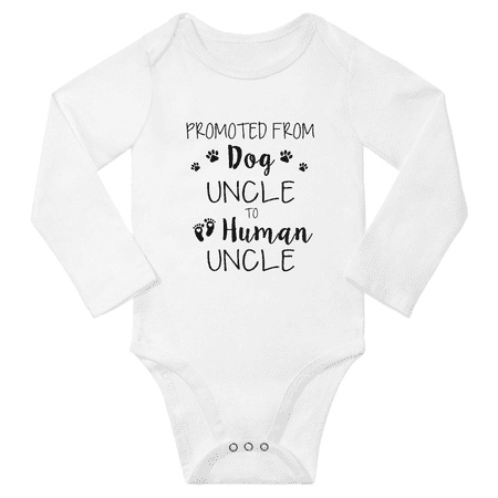 

Promoted From Dog Uncle To Human Uncle Funny Baby Long Sleeve Boy Girl Jumpsuits (White 12-18M)