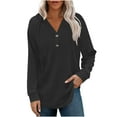 thumbnail image 5 of Hoodies for Women Trendy Button V Neck Fleece Sweatshirt Long SLeeve Casual Loose Pullover Tops Fall Fashion Shirts, 5 of 6