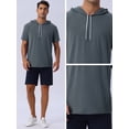 thumbnail image 4 of DARING DIVA Men's Casual Short Sleeve Pullover Drawstring Hooded T-Shirt S Dark Gray, 4 of 6