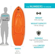 Lifetime Wave Youth 6 ft Sit-On-Top Kayak with Paddle, Orange (90154)