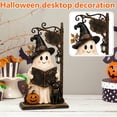 thumbnail image 3 of Layered Halloween Haunted House & Character Figurine Collection, Lighted Halloween Village Scene Decoration with Ghost Pumpkin Witch LED Lights, Tabletop Home Decor for Mantel Shelf Party Display, 3 of 6