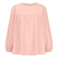 thumbnail image 6 of Mikilon Women's Solid Color Loose Blouses Round Neck Oversized Shirt Plus Size Tops/Shirts, 6 of 7