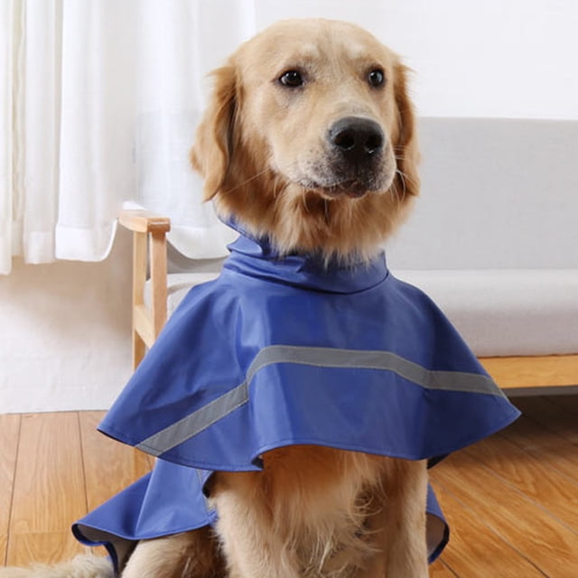 HEANUJJ 1 Pce Poncho pour Chien Bleu Ajustable Imperméable Bande Réfléchissante pour Usage Extérieur