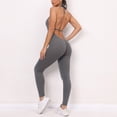 thumbnail image 7 of Women's Crisscross Backless Yoga Jumpsuit - Long Sleeve, Nylon/Spandex, S-L, High Stretch, Workout/Activewear, 7 of 7