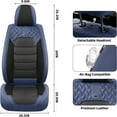 thumbnail image 6 of Florich Seat Covers Front Pair, Waterproof Faux Leather Seat Protectors, Auto Interior Cushions Fit for Most Cars Suv Trucks, Black&Blue, 6 of 7