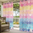thumbnail image 5 of Geometric Scale Outdoor Curtains for Patio Waterproof, Abstract Ripple Watercolor Rainbow Grommet Curtains for Porch Outside Privacy Drape for Gazebo Garden Pergola, 2 Panels, 54x95in, 5 of 9