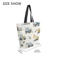 thumbnail image 4 of Open Top Canvas Tote Bag with Zipper Reusable Shopping Bag 13.5x15" Roomy Carryall Engineering Vehicle Pattern, 4 of 9