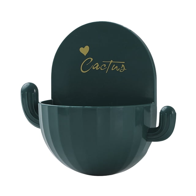 Yuarrent Caja de almacenamiento Organizador de drenaje de plástico Soporte de contenedor de baño montado en la pared con ganchos Contenedor de baño Juegos de accesorios de baño verde oscuro Yuarrent HA003243-01
