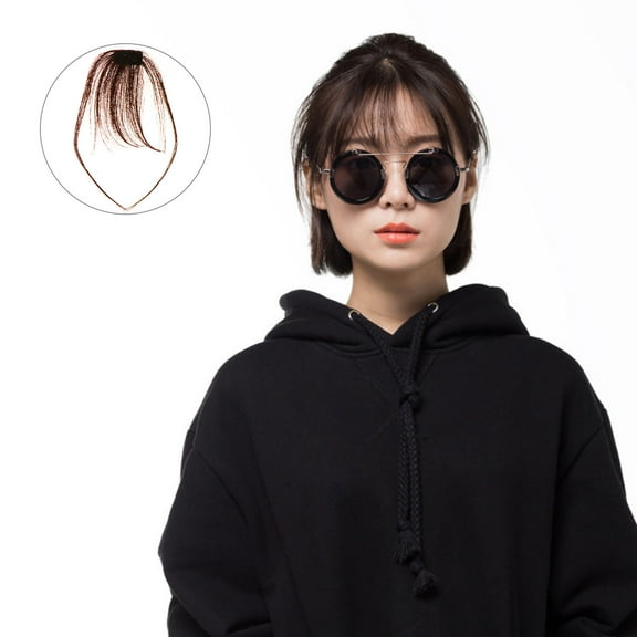 Raindrops Hair Extension Bang Clip brown Bangs Hair Clip Realistic Effect Women Parties 1Pack
