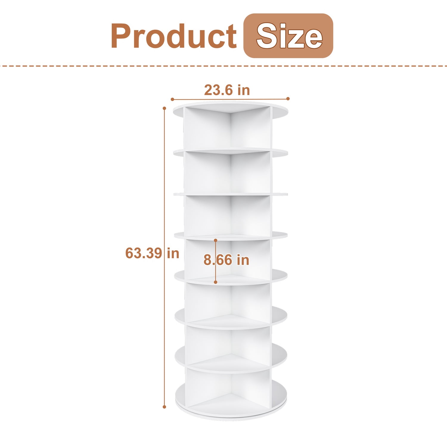 Hommoo 7-Tier Rotating Shoe Rack Tower, 360° Spinning Shoe Organizer, Space-Saving 28-Pair Storage for Closets & Entryways, White