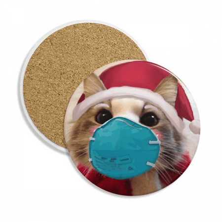 

Lovely mas Cat Head Expression Coaster Cup Mug Tabletop Protection Absorbent Stone