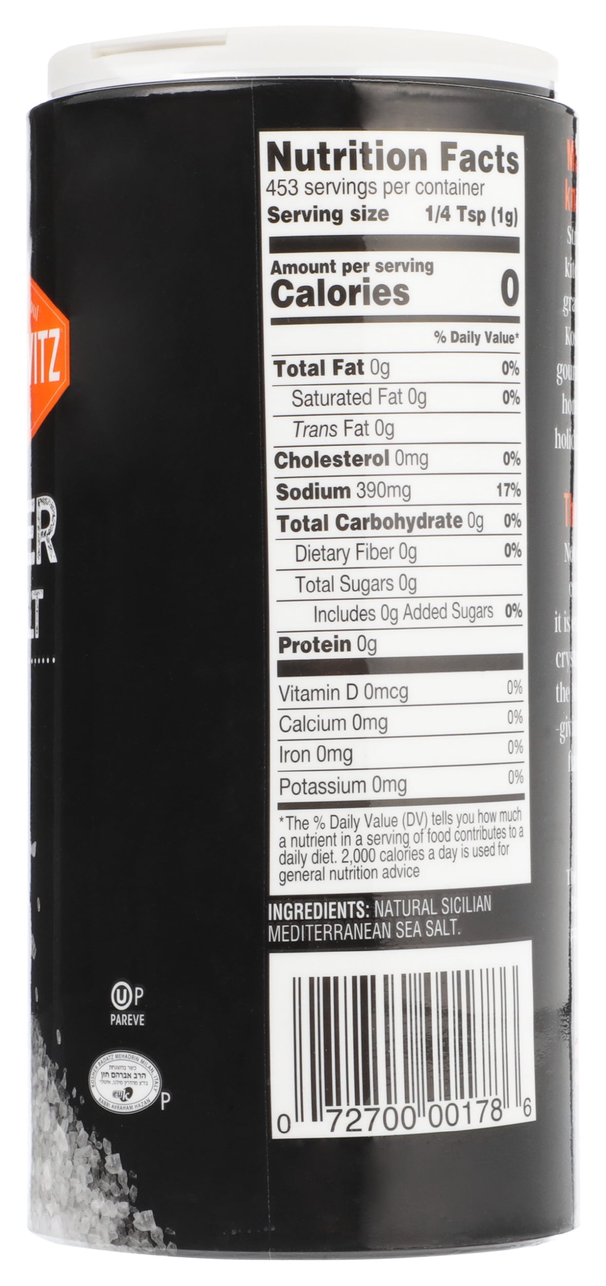 (Pack of 12), Manischewitz Kosher Sea Salt, 16 oz