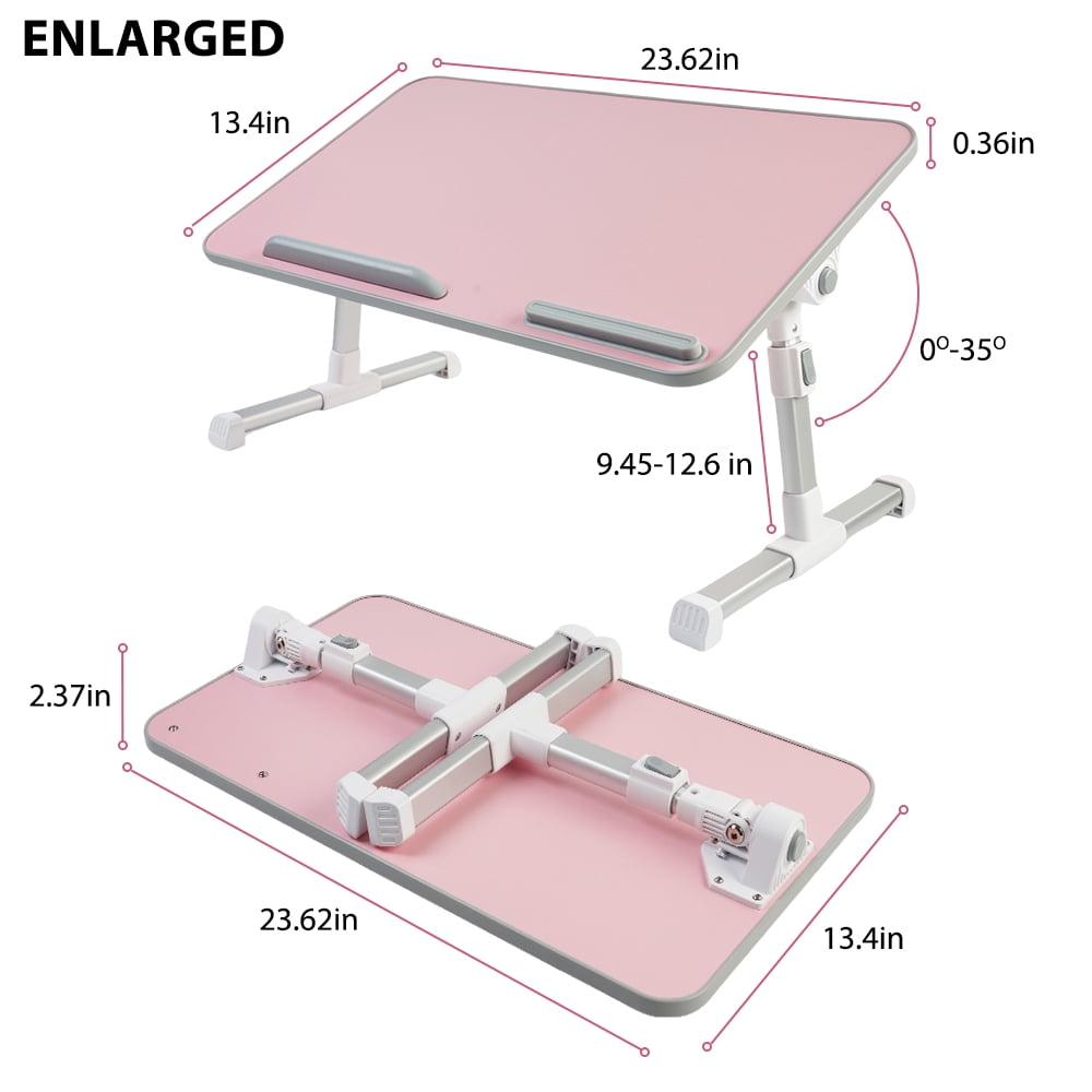 COWIN Laptop Desk Table, Adjustable Laptop Stand, Foldable Lap Desks ,Enlarged 23.62×13.4 in (Pink)