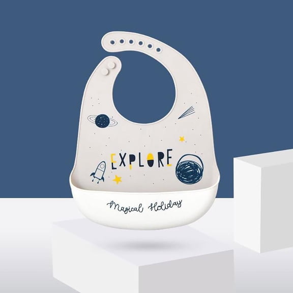 Baby Silicone Feeding Bib Adjustable Waterproof Food Catcher Bib for Babies Toddlers Eating